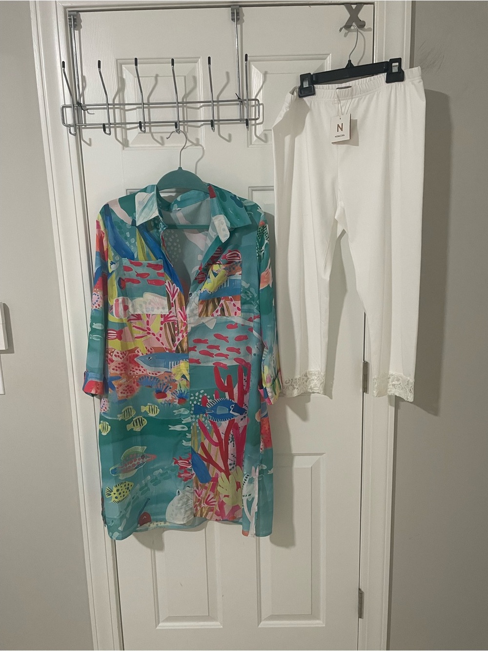 Colorful Underwater Print Tunic Shirt - Teal Multicolor xl with nwt leggings xl